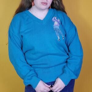 Embroidered golf v neck sweater